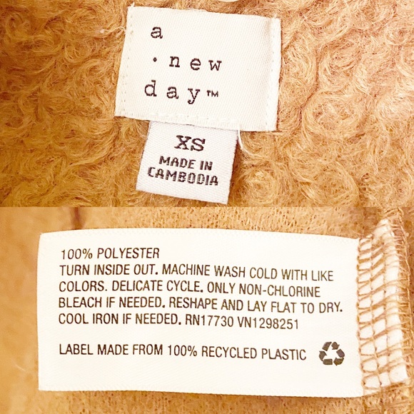 A New Day Fuzzy Open Front Overcoat Tan Size XS - Picture 7 of 7
